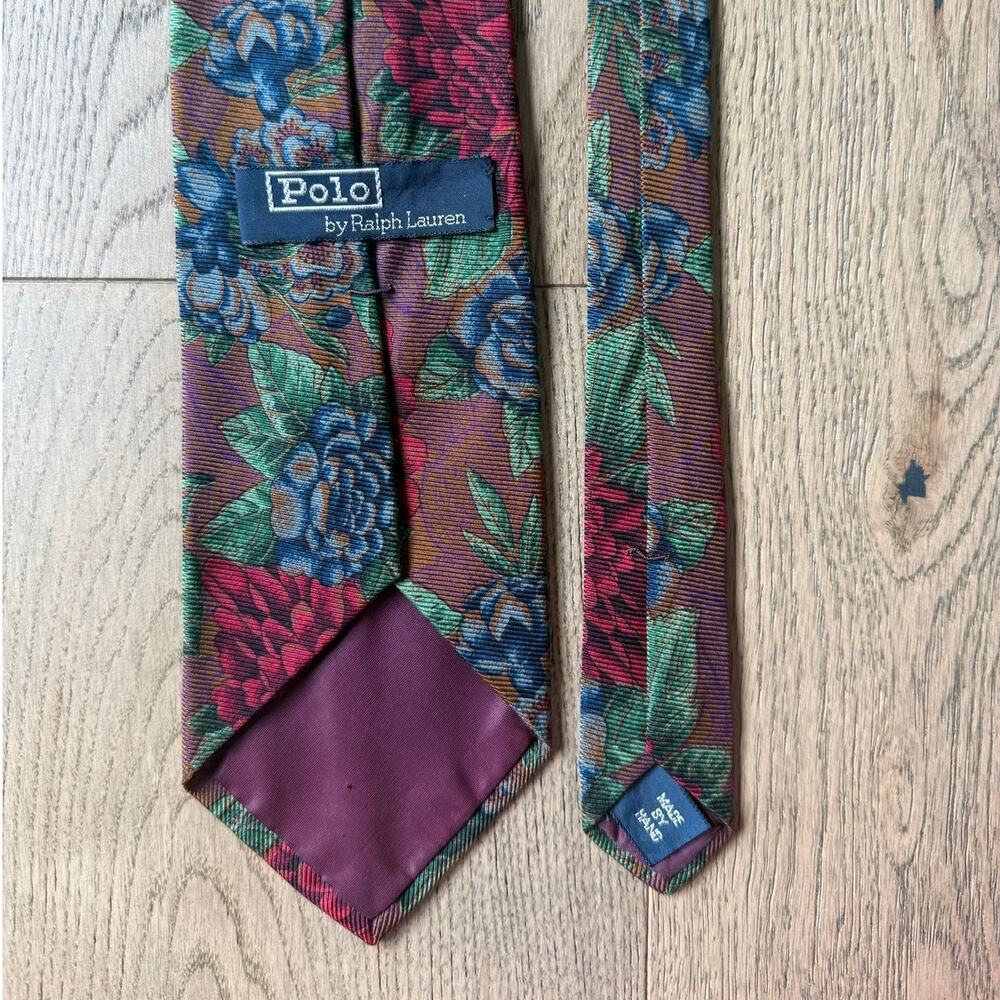 Vintage Polo Ralph Lauren Floral Silk Tie - Made by Hand